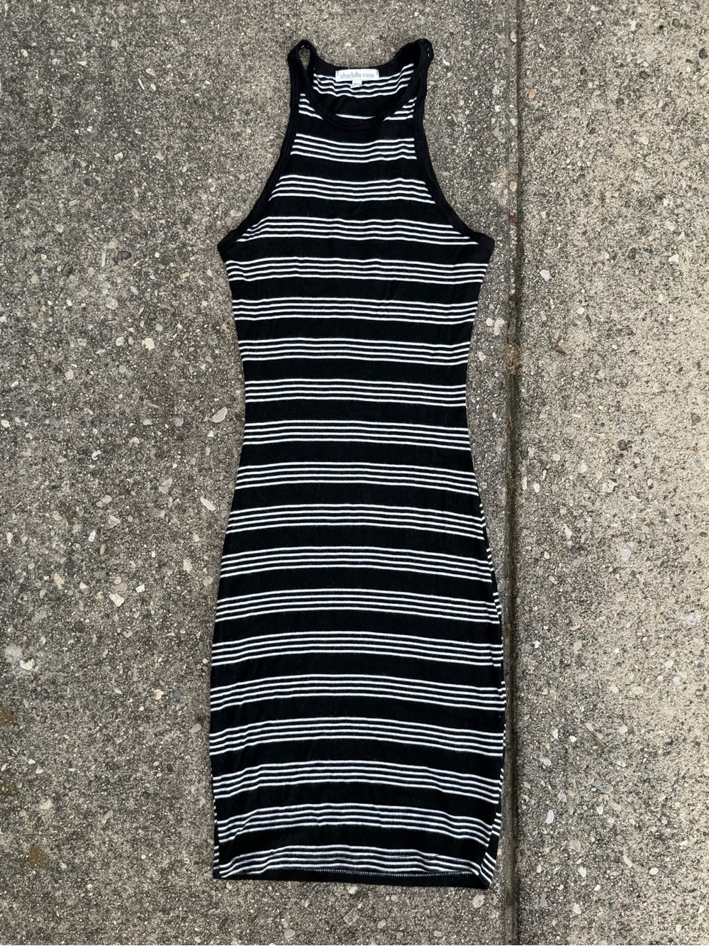 Charlotte Russe Black & White Striped Racerback Mini Dress